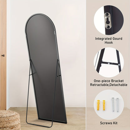 Arched Full Length Mirror – Free Standing Leaning or Wall Mounted Floor Mirror, Modern Simple Tall Design for Living Room Bedroom Cloakroom Home Decor