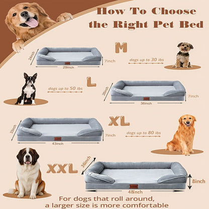 Dog Bed for Large & Extra Large Dogs – Washable Sofa Style Pet Bed with Removable Cover & Non-Skid Bottom, Comfortable Giant Dog Cat Couch, Grey, Multiple Sizes M-XXL