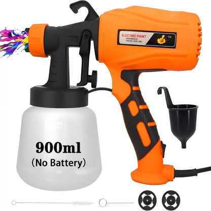 HVLP Electric Paint Sprayer Gun – Airless Spray Gun with 3 Patterns, 27oz Container, Easy Clean for House, Furniture, Cabinets, Fence, Walls, Cars & DIY Projects