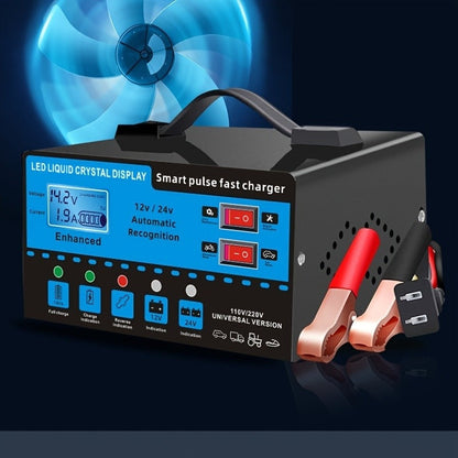 12V 24V Smart Battery Charger with LCD Display – Intelligent Trickle Charging, Overcharge & Short Circuit Protection, Universal Fit for Car, Truck, Motorcycle, Yacht & RV Batteries, Automatic Battery Maintainer & Conditioner