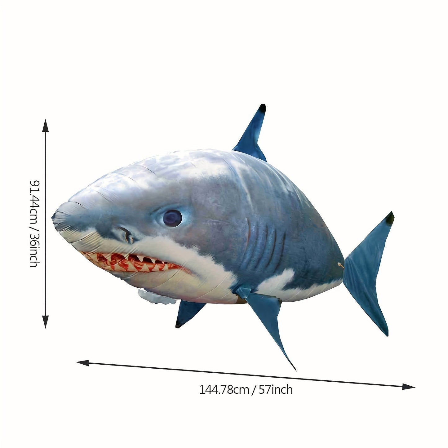 RC Flying Shark Inflatable Balloon Toy Remote Control Gliding Fish Hovers Mid-Air 57 Inch Indoor Outdoor Kids Teens Birthday Christmas Halloween Gift Blue Shark Orange Clownfish