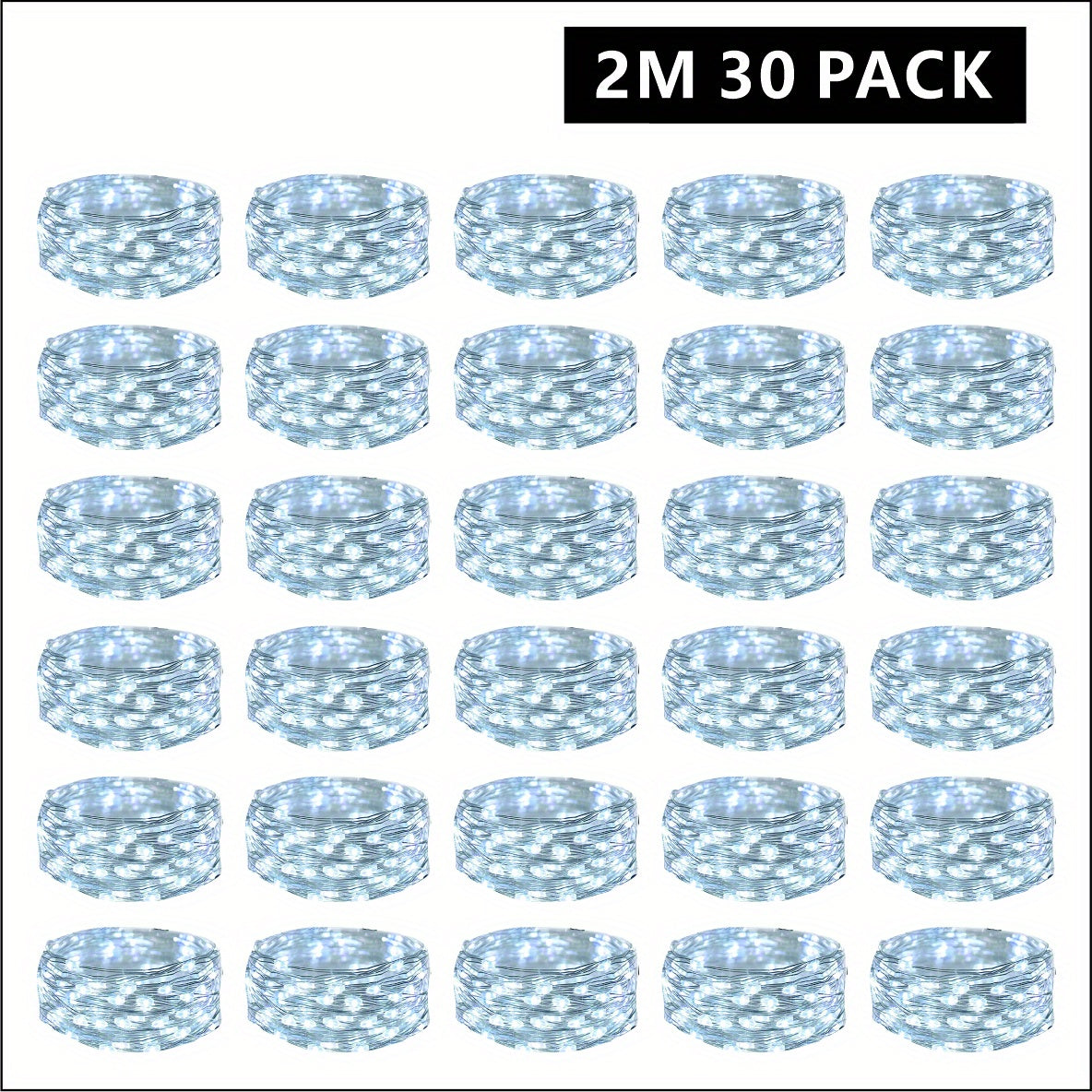 30-Pack LED Fairy Lights Battery Operated with Silver Wire – 6.5ft 20 LED Firefly Starry String Lights, Batteries Included, Perfect for DIY Wedding, Bedroom, Party, Patio, Christmas & Valentine's Day Decor