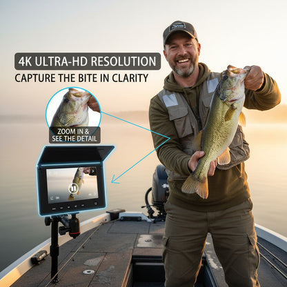 Fish Finder with HD Underwater Camera 4.3 Inch Screen 140° Wide Angle Lens Fish-Attracting Light – Portable Viewing Set for Ice Fishing Lake River Dock