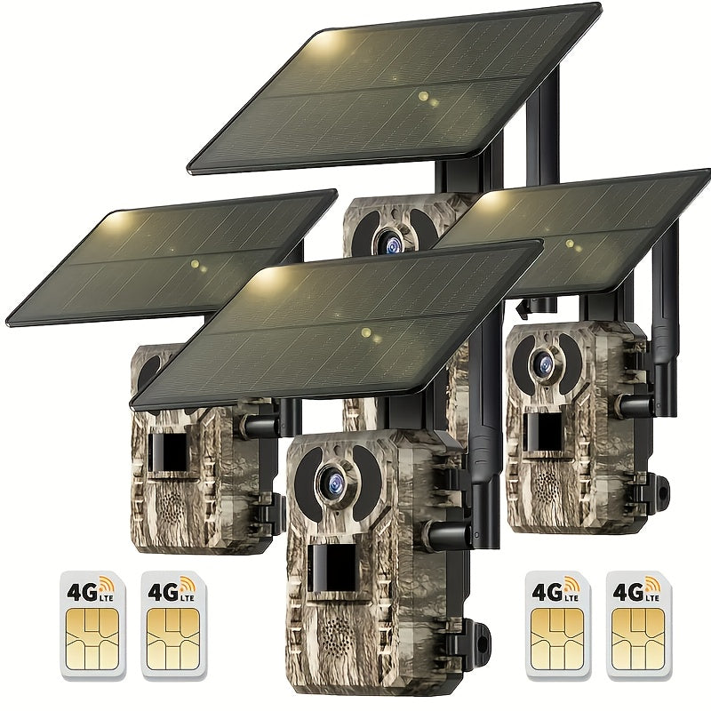 4G Trail Camera No WiFi Required 2K 1440P Solar Powered – Built-in SIM Card, 75ft Night Vision, 0.2s Trigger, 7800mAh Battery, Wireless Outdoor Hunting & Security Camera for Remote Areas