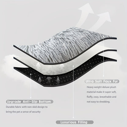 Oversized Plush Dog Bed Cat Pad Thick Warm Washable Polyester Pet Bedding Removable Cover All Breeds Sizes Comfortable Durable Pet Furniture Light Gray S L XL