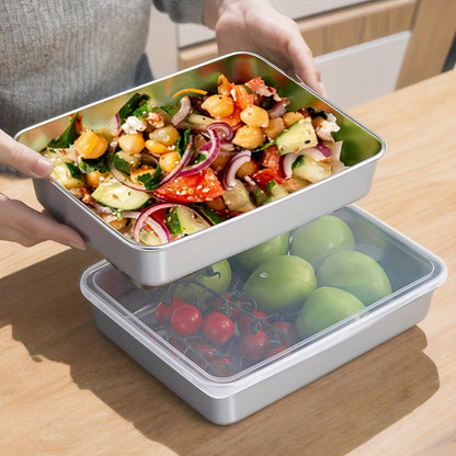 Stainless Steel Food Storage Containers with Lids 5-Pack, Reusable Airtight Meal Prep Containers, Durable Baking Trays for Picnic, Refrigerator Organization & Lunch Prep – BPA-Free Kitchen Storage Set