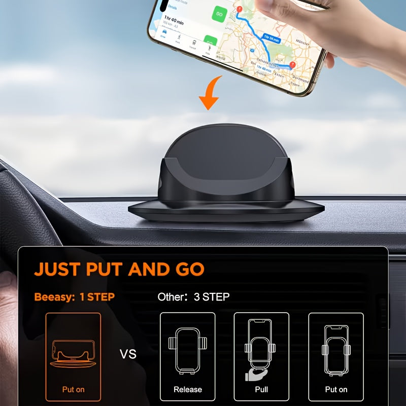 Car Phone Holder Dashboard Mount, 360° Rotation Cell Phone Holder for Car with Suction Cup & Silicone Anti-Slip Pad, Universal Phone Stand Compatible with iPhone 17 16 15 Samsung Galaxy & All Smartphones