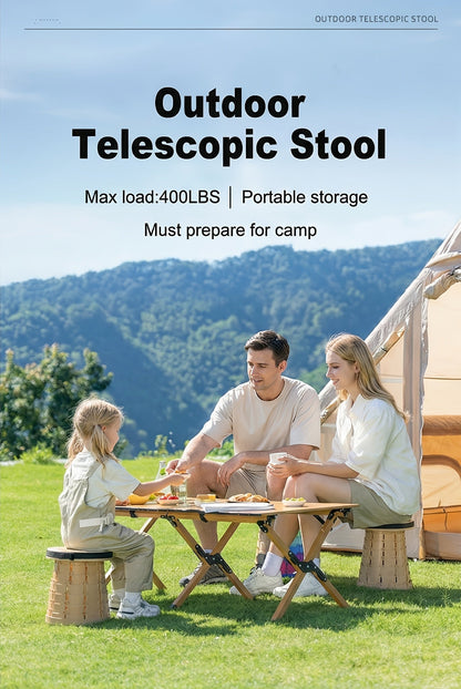 Collapsible Folding Stool 2-Pack 400lbs Capacity Portable Telescoping Retractable Seat for Camping Fishing Hiking Kitchen Outdoors – Lightweight Rainbow Stool – Black