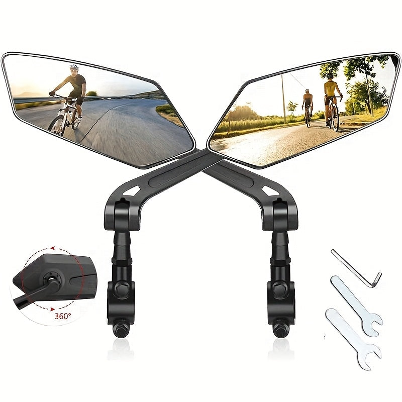 Bike Rearview Mirror Set 2-Pack – 360° Fully Adjustable HD Anti-Vibration Handlebar Mirrors Compatible with Bicycles, Electric Bikes & Scooters for Safe Riding