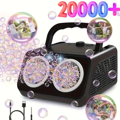 Automatic Bubble Machine for Kids & Toddlers – Electric Bubble Blower with 2 Fans, 20000+ Bubbles Per Minute, Battery Operated, Includes Bubble Solution, Outdoor Bubble Toy for Parties & Birthdays