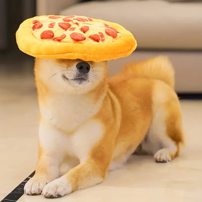 Squeaky Pepperoni Pizza Plush Dog Toy – Soft Polyester Interactive Squeaker Chew Toy for All Breeds, Fun Food-Themed Dog Toy for Puppies & Adult Dogs