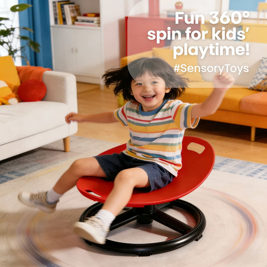 Spinning Sensory Chair for Kids with Autism ADHD Durable Plastic Metal Outdoor Indoor Balance Coordination Attention Therapy Seat Red Blue Sensory Play Equipment for Children