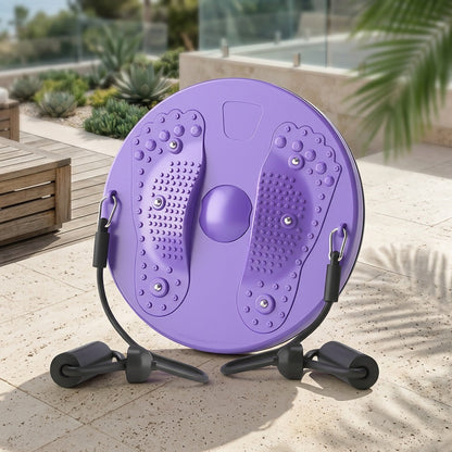 Magnetic Slimming Waist Twisting Disc with Resistance Cord - Home Gym Core Ab Workout Equipment, Non-Electric Balance Board for Office & Home Exercise, Purple Pink Green