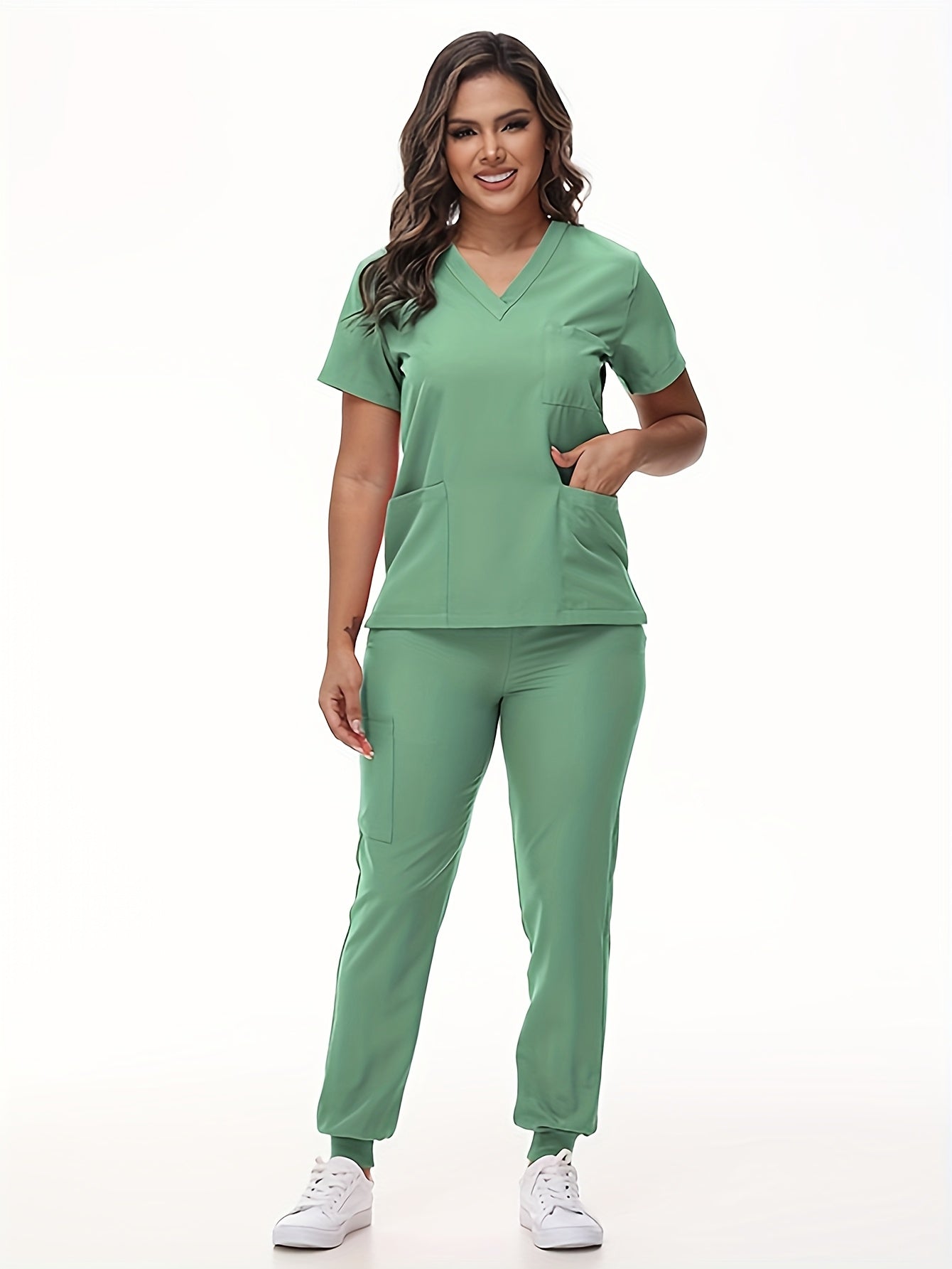 Unisex Medical Scrubs Set – Breathable Quick-Dry V-Neck Top & Drawstring Jogger Pants, Nursing Uniform for Women & Men, 7 Colors, Sizes S-XXL, Ideal for Hospitals, Dental Clinics & Veterinary Work