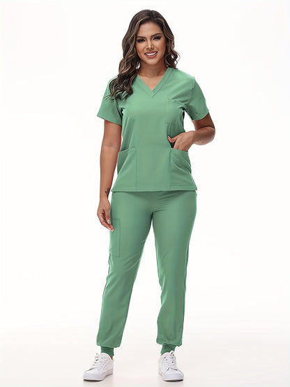 Unisex Medical Scrubs Set – Breathable Quick-Dry V-Neck Top & Drawstring Jogger Pants, Nursing Uniform for Women & Men, 7 Colors, Sizes S-XXL, Ideal for Hospitals, Dental Clinics & Veterinary Work