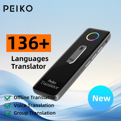 Portable Language Translator Device – Two-Way Instant Voice Translation, 136 Languages, WiFi & Offline Support, High Accuracy AI Translator for Travel, Business, Learning & International Communication