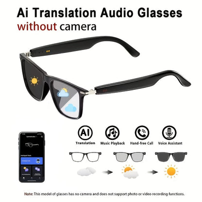 AI Smart Glasses with Camera or Audio – Real-Time Translation 110+ Languages, HD Video Recording, AI Voice Control, HiFi Music & Calling, Photochromic Lenses, Sports Skiing Outdoor Wearable Tech