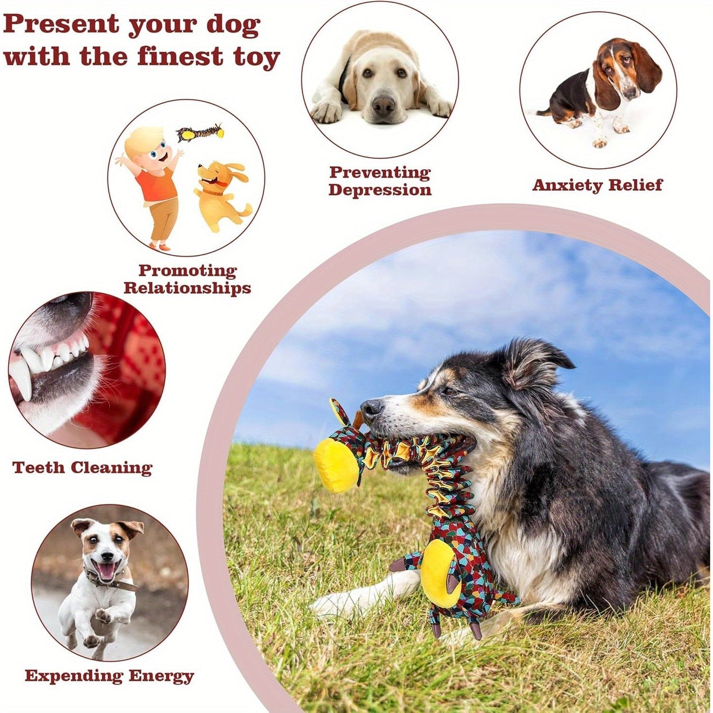 Indestructible Dog Chew Toy for Aggressive Chewers – Ultra-Strong Plush & Crinkle Paper Durable Dog Toy for Large Breeds, Interactive Squeaky Chew Toy for Powerful Dogs
