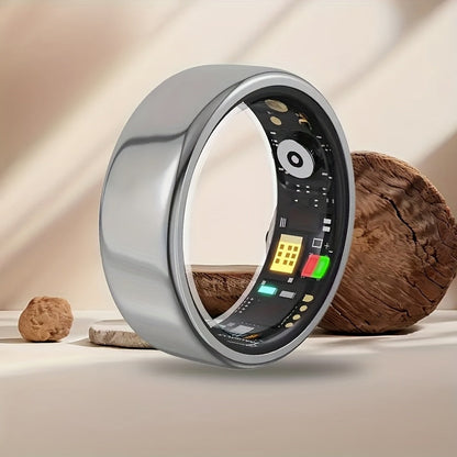 Smart Ring Real-Time Health Monitoring Steps Distance Sleep Tracking Exercise Fitness with Charging Case Long Battery Life Black Silver Gold Sizes 7-13 Tech Fashion Gift