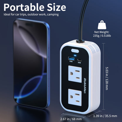 200W Car Power Inverter DC 12V to AC 110V with 30W PD Fast Charge & 24W QC3.0, Car Outlet Adapter for Laptop Phone Tablet, Power Inverter for Vehicles Road Trips Camping