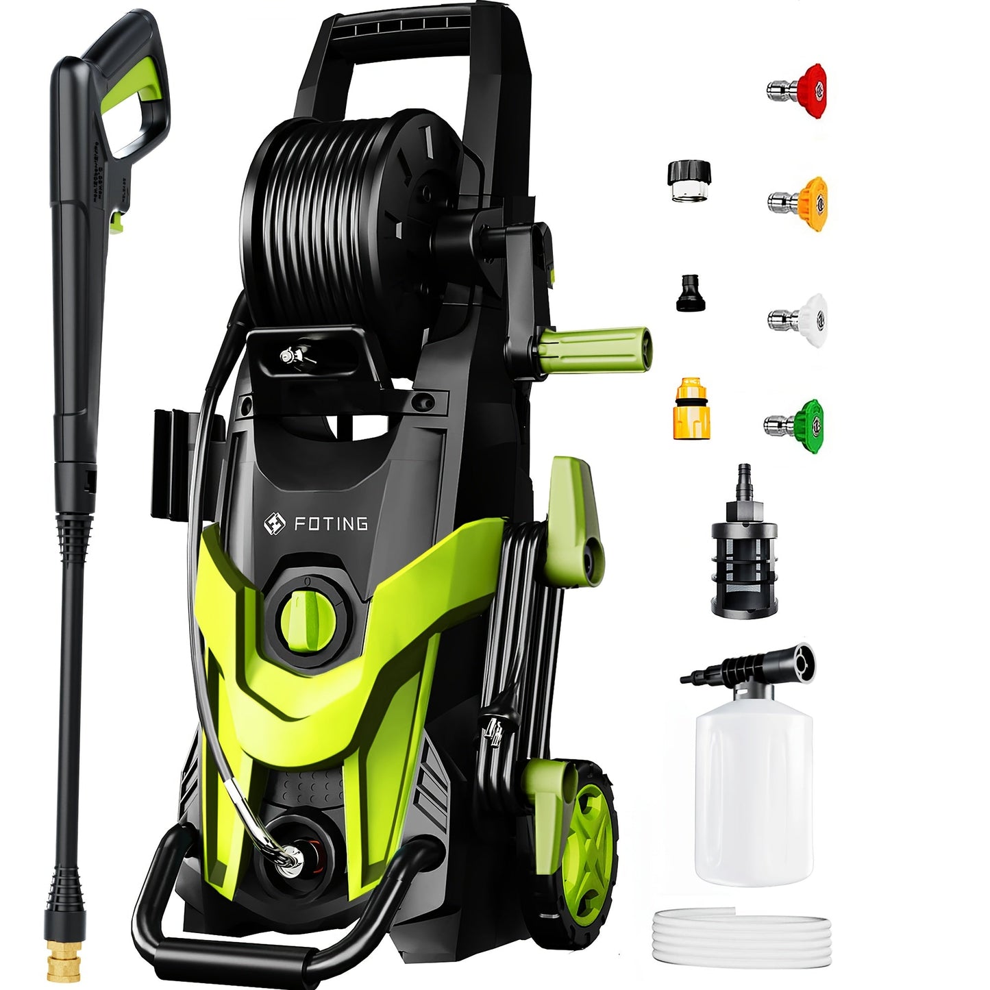 4500 PSI Electric Pressure Washer 3.2 GPM – with Foam Cannon, 4 Quick-Connect Nozzles, Inlet Hose & Filter for Car, Fence, Driveway & Home Cleaning