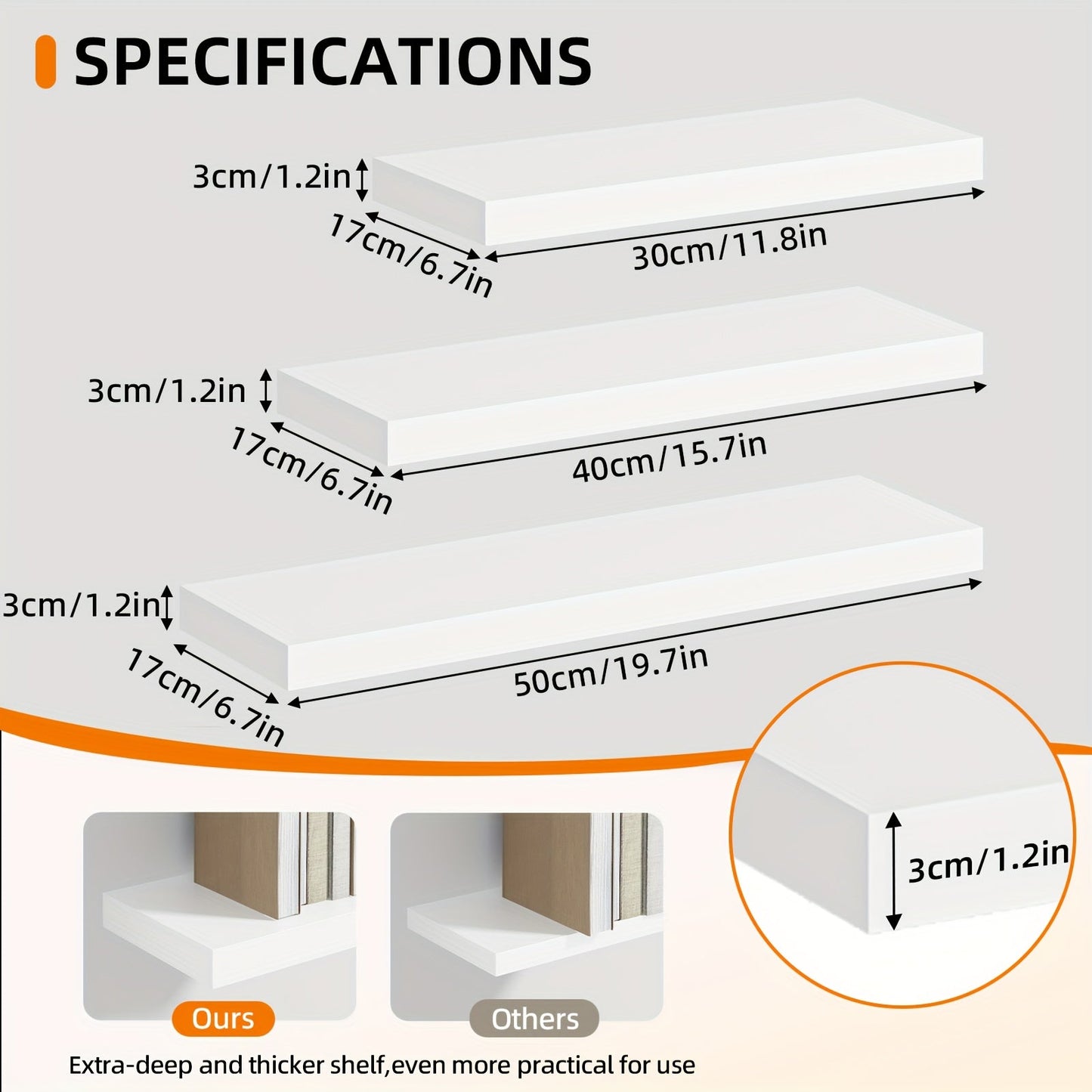 Floating Wall Shelves Wood 2/4/6 Pack 15.7 19.7 22 Inch Wall Mounted Shelves for Living Room Kitchen Bathroom Bedroom Holds 30 lbs Walnut Brown White Black Gray Home Decor Storage