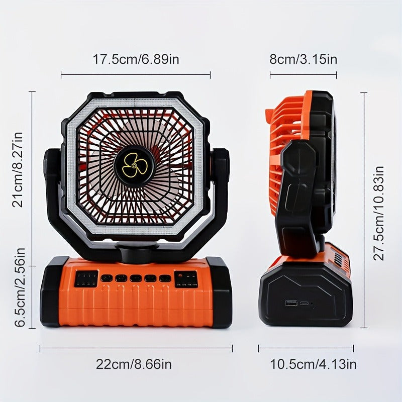 20000mAh Camping Fan with LED Lantern Rechargeable Oscillating 4 Speeds Timer - Portable Tent Fan for Outdoor Camp RV Jobsite Power Outage