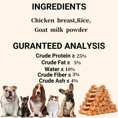 High Protein Chicken Dumbbell Dog Treats – Natural Healthy Long-Lasting Training Reward Snacks with Rice for Small, Medium & Large Breed Dogs