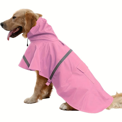 Reflective Dog Raincoat with Hooded Cape – Waterproof Pullover Pet Rain Jacket for All Breeds, Easy On/Off Hook-and-Loop Closure, Sizes S-3XL, Yellow