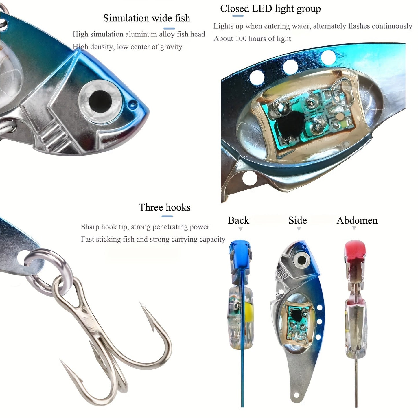 Electronic Fish Shaped Fishing Lure with LED Light, Sound & Vibration – Aluminum Alloy Bait Attracts Fish from 500 Meters, Outdoor Fishing Equipment for Bass, Saltwater & Freshwater – 1/2/3/4 Pack