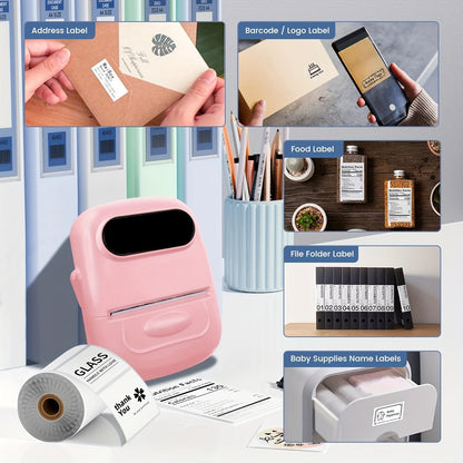 P50 Portable Bluetooth Thermal Label Printer – Wireless Mini Label Maker for Home, Office, Retail, Clothing, Jewelry & Food, Compatible with Android & iOS, Includes 40x30mm White Label Roll