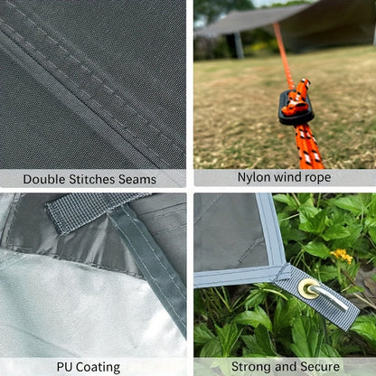 Outdoor Camping Tarp Canopy with UV Protection & Alloy Bracket – Portable Foldable 4-Person Shelter for Backpacking, Hiking, Garden & Outdoor Survival | All-Season Camping Awning
