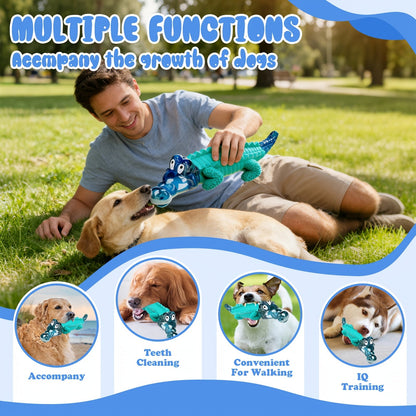 Crocodile Dog Chew Toy for Aggressive Chewers – Indestructible Milk Flavor Rubber Chew Toy with Dental Ridges for Large Medium Dogs 20-100 lbs, Tough Boredom Relief & Teeth Cleaning