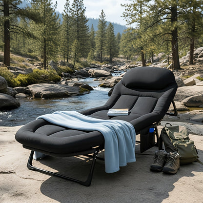 XL Camping Cot with Built-In Headrest & Removable Mattress – 71" Portable Folding Bed, Heavy Duty Frame for Adults – for Camping, Guest Bed, Travel & Picnic