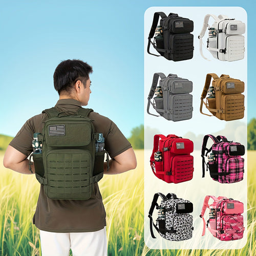 25L MOLLE Tactical Laptop Backpack for Men Women – Military Bug Out Bag Hiking Daypack with Dual Cup Holders, 9 Colors, Office & Outdoor Travel Pack
