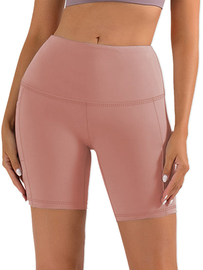 Women's High Waist Yoga Shorts – 4-Way Stretch Sweat-Wicking Athletic Shorts with Elastic Waistband & Side Pockets for Running, Cycling & Training – Black, Dark Gray & Navy, Sizes S-XXL