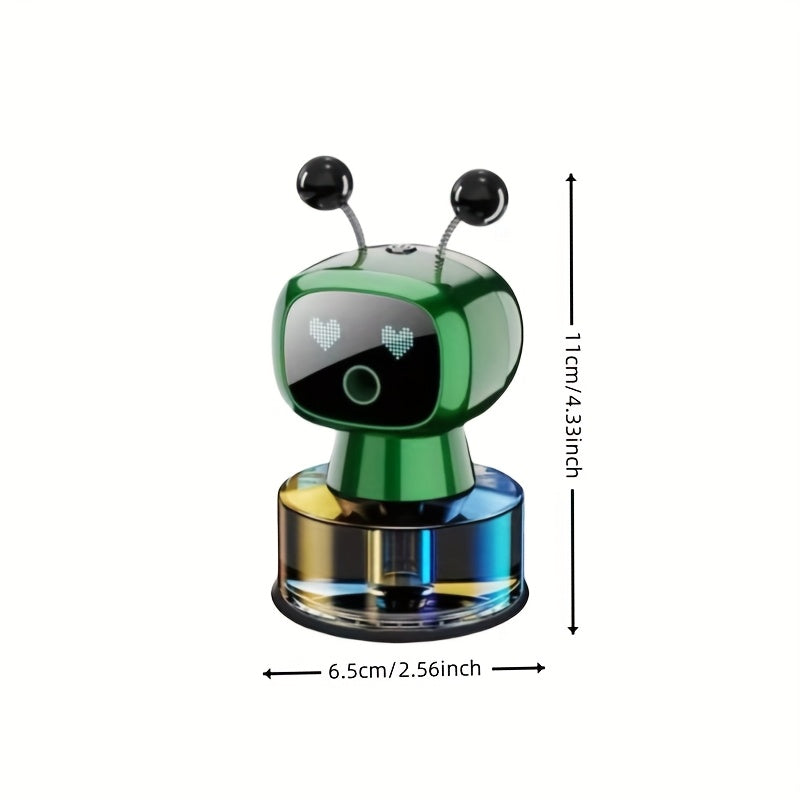 Robot Smart Car Air Freshener USB Rechargeable Auto Spray AI Expression Display 4 Scent Levels – Automatic Fragrance Diffuser Car Decoration Gift Black Blue Red Green