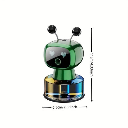 Robot Smart Car Air Freshener USB Rechargeable Auto Spray AI Expression Display 4 Scent Levels – Automatic Fragrance Diffuser Car Decoration Gift Black Blue Red Green