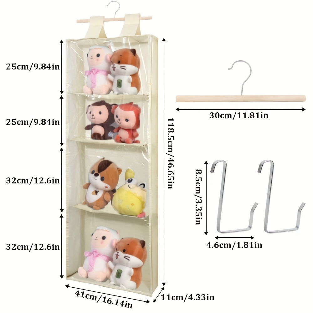 Hanging Yarn Storage Bag with 4 Large Pockets – Transparent Zipper Knitting & Crochet Organizer, Door Hook Rack, Double-Layer Fabric, Keeps Skeins & Hooks Organized | Velora