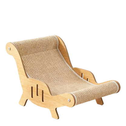 Elevated Cat Lounger Chair with Sisal Scratching Pad – Cat Hammock Bed, Beach Chair Style Indoor Nap Lounge Furniture for Cats, Cozy Elevated Cat Bed