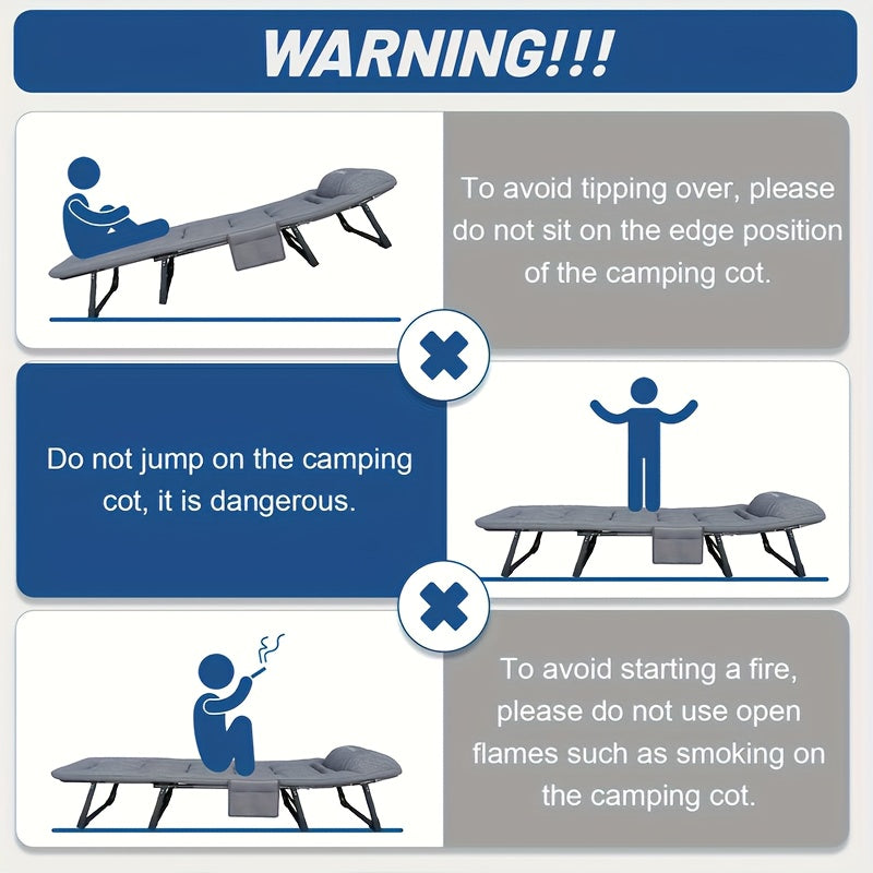 75 Inch Heavy Duty Camping Cot – Extra Large Folding Bed with Optional Flip Mattress & Carry Bag, 450/500/600 lbs Capacity, Portable Foldable Guest Bed for Adults Outdoor Camping
