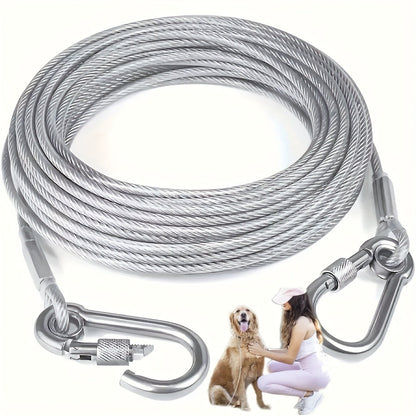Heavy Duty Dog Tie-Out Cable 250lb with Reflective Design & Stainless Steel Swivel Hook – Tangle-Free Leash for Large Dogs – Yard, Outdoor & Camping – 30"/50ft/177" Options – Velora