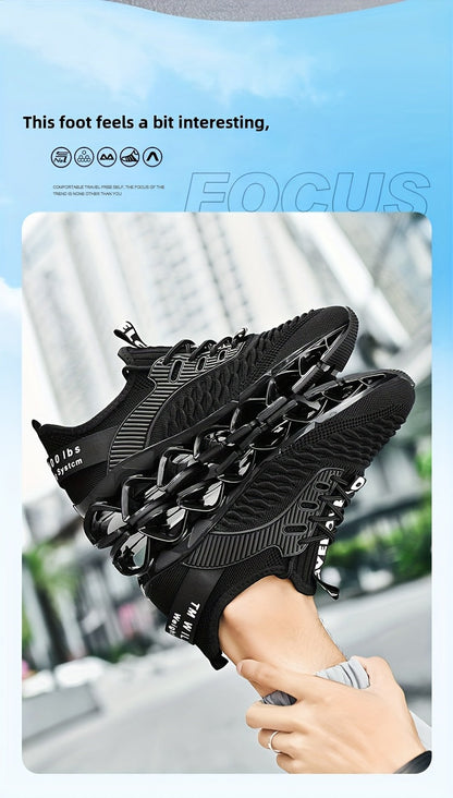 Men's Breathable Running Shoes Lightweight Fish Scale Fabric Upper Durable Outsole Low Top Lace-Up for Running Hiking Walking Casual Sports White Black US 7-13.5