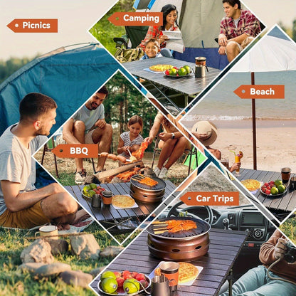 Portable Folding Camping Table Lightweight Collapsible Outdoor Table with Carry Bag Sturdy Legs Large Flat Surface for Picnic BBQ Beach Hiking Tailgating Compact Durable Design Size L and XL