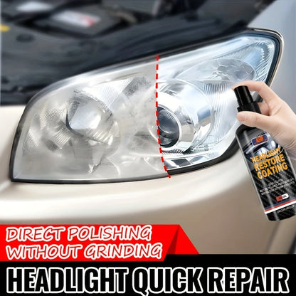 Headlight Restoration Kit with Restoration Fluid & Sponge – Removes Yellowing, Cloudiness & Oxidation, Restores Clarity & Shine Fast, Universal Fit for All Car Models, DIY Headlight Lens Repair & Polish Set