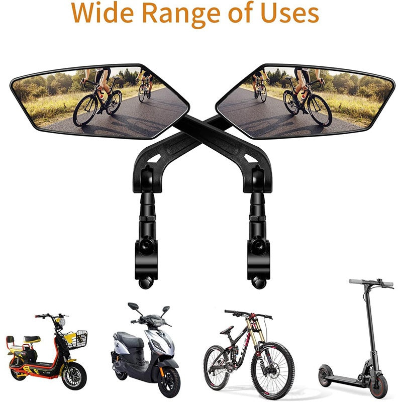 Bike Rearview Mirror Set 2-Pack – 360° Fully Adjustable HD Anti-Vibration Handlebar Mirrors Compatible with Bicycles, Electric Bikes & Scooters for Safe Riding