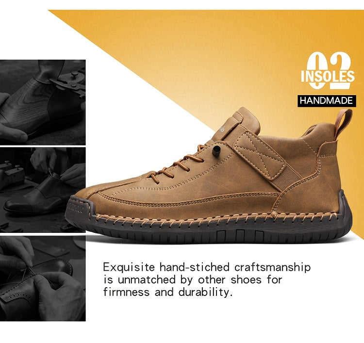 Men's Slip-On Ankle Boots Lightweight Mid-Top Loafers Cushioned Sole Non-Slip for Walking Driving Casual Office Semi-Formal Spring Fall EU 34.5-48
