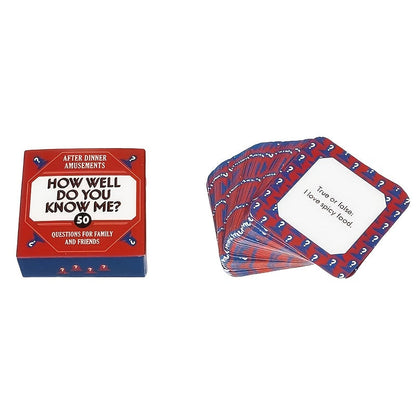 After Dinner Amusements How Well Do You Know Me 50-Question Conversation Starter Card Game for Family and Friends Portable Game Night Camping Holiday Gift