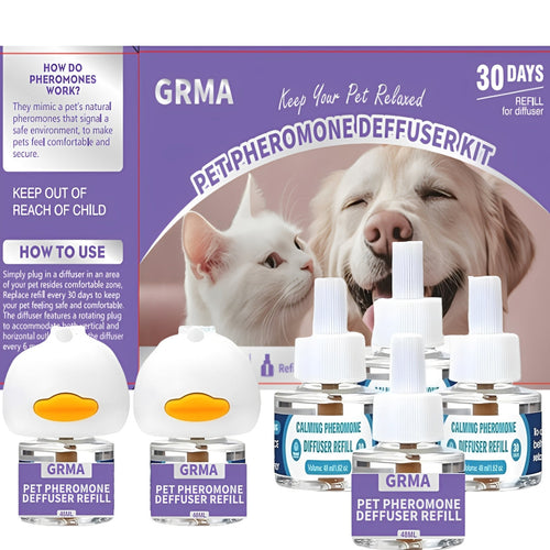 Pheromone Calming Diffuser for Cats & Dogs 3-in-1 – Reduces Anxiety Spraying Urination Fighting & Territory Marking Includes 1 Diffuser + 2 Refills