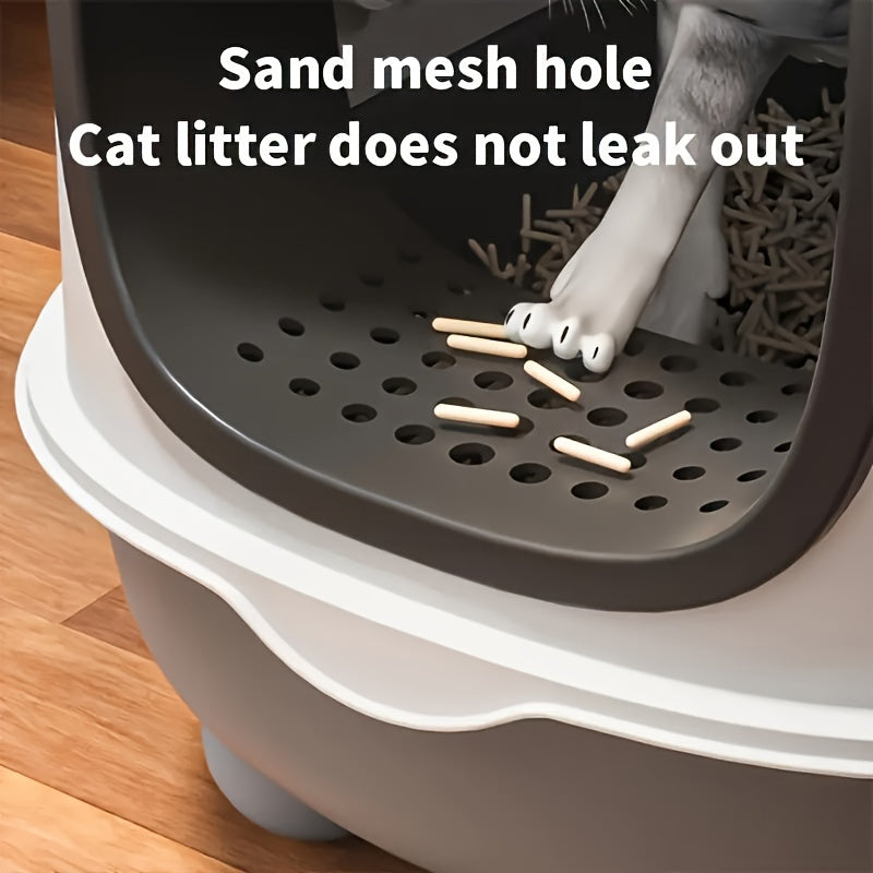 Extra Large Enclosed Cat Litter Box with Pull-Out Drawer Anti-Odor Anti-Splash Easy Clean Portable Indoor Outdoor Cat Toilet with Litter Shovel Purple Gray Blue Holiday Gift
